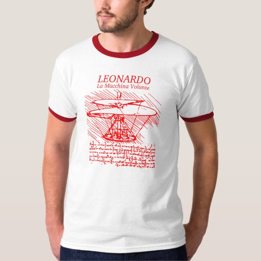 Red Leonardo da Vinci Helicopter T-shirt (Voorkant)