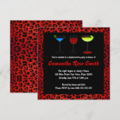 Red Leopard Animal Print Bachelorette Party nodigt Kaart (Voorkant / Achterkant)