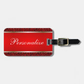 Red Leopard Animal Print | Personaliseren Bagagelabel (Voorkant horizontaal)