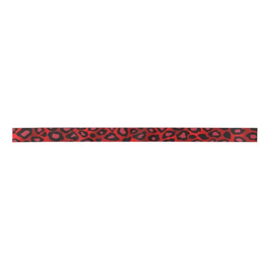 Red Leopard Animal Print Satijnen Lint (Voorkant)