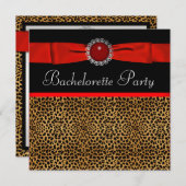 Red Leopard Bachelorette Party Uitnodigingen (Voorkant / Achterkant)