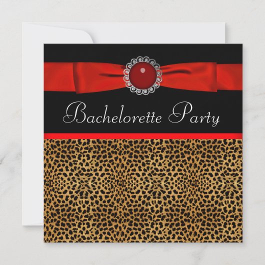 Red Leopard Bachelorette Party Uitnodigingen (Voorkant)