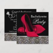 Red Leopard Bachelorette Party Uitnodigingen (Voorkant / Achterkant)