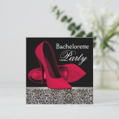 Red Leopard Bachelorette Party Uitnodigingen (Staand voorkant)