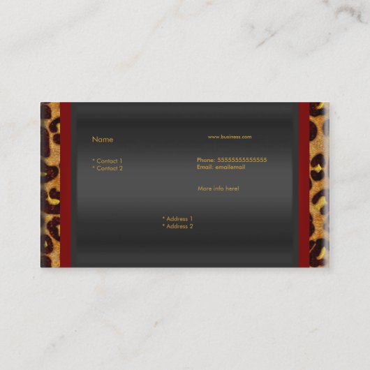 Red Leopard Black Gold Elegant Boutique 7 Visitekaartje (Achterkant)