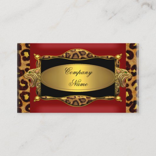 Red Leopard Black Gold Elegant Boutique 7 Visitekaartje (Voorkant)