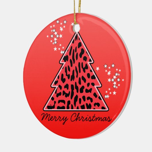 Red Leopard Cheetah kerstboom Keramisch Ornament (Links)