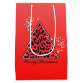 Red Leopard Cheetah kerstboom Medium Cadeauzakje (Achterkant)