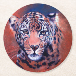 Red Leopard Coaster Ronde Kartonnen Onderzetter