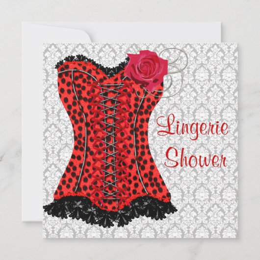 Red Leopard Corset Lingerie Vrijgezellenfeest Kaart (Voorkant)