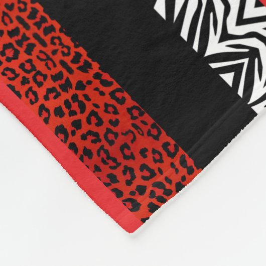 Red Leopard en Zebra Custom Animal Print Fleece Deken (Hoek)