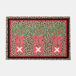 Red Leopard Holly Berry Chinoiserie Deurmat