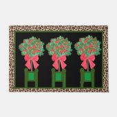 Red Leopard Holly Berry Chinoiserie Doormat Deurmat (Voorkant)