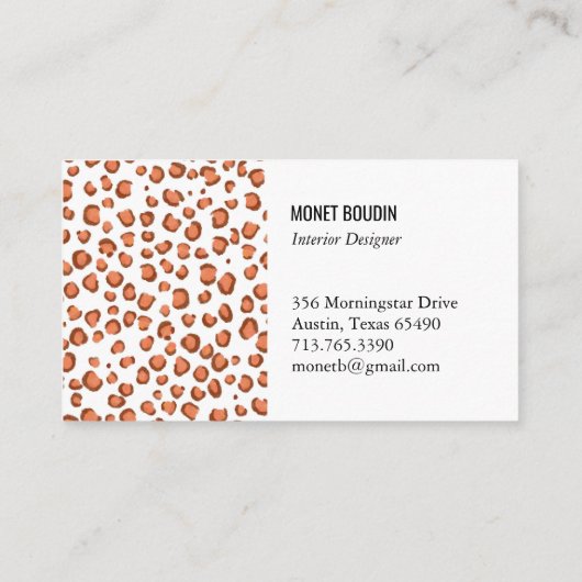 Red Leopard Modern Custom Animal Print Visitekaartje (Achterkant)