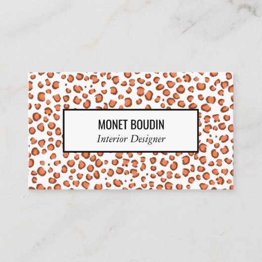Red Leopard Modern Custom Animal Print Visitekaartje (Voorkant)