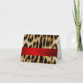 Red Leopard Monogram Stripes Bedankt Opmerking (Voorkant)