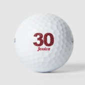 Red Leopard Print 30e verjaardag Golfer 30 jaar Golfballen (Voorkant)