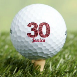 Red Leopard Print 30e verjaardag Golfer 30 jaar Golfballen