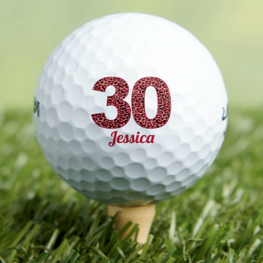 Red Leopard Print 30e verjaardag Golfer 30 jaar Golfballen