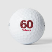 Red Leopard Print 60ste verjaardag Golfer 60 jaar Golfballen (Voorkant)