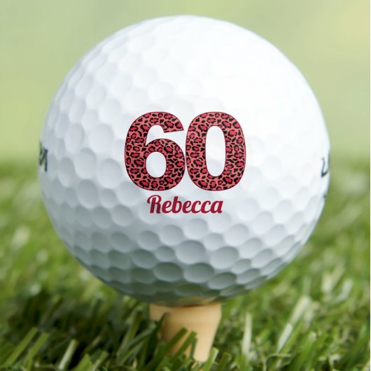 Red Leopard Print 60ste verjaardag Golfer 60 jaar Golfballen