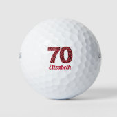 Red Leopard Print 70ste verjaardag Golfer 70 jaar Golfballen (Voorkant)