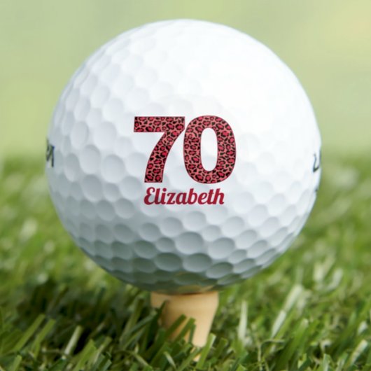 Red Leopard Print 70ste verjaardag Golfer 70 jaar Golfballen