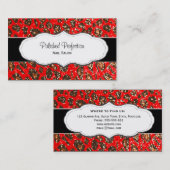 Red Leopard Print Faux Glitter Visitekaartjes (Voorkant / Achterkant)