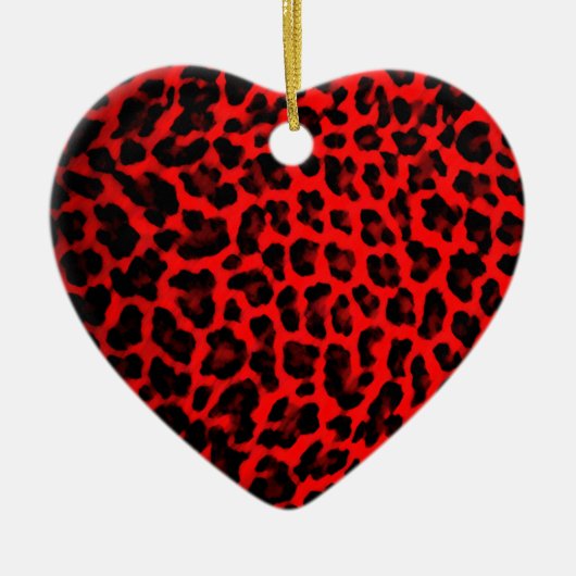 Red Leopard Print Keramisch Ornament (Voorkant)