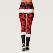 Red Leopard Print Kerstman Kostuum Kerstmis Leggings (Achterkant)
