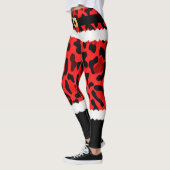 Red Leopard Print Kerstman Kostuum Kerstmis Leggings (Links)