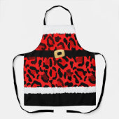 Red Leopard Print Kerstman Kostuum Kerstmis Schort (Voorkant)