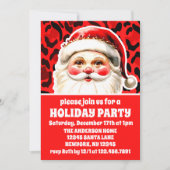 Red Leopard Print Retro Kerstfeest Kaart (Voorkant)