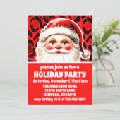 Red Leopard Print Retro Kerstfeest Kaart (Staand voorkant)