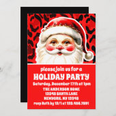 Red Leopard Print Retro Kerstfeest Kaart (Voorkant / Achterkant)