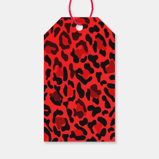 Red Leopard Print Retro Kerstman Kerstmis Cadeaulabel (Achterkant)