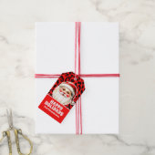 Red Leopard Print Retro Kerstman Kerstmis Cadeaulabel (Met Touw)