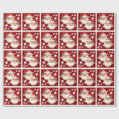 Red Leopard Print Retro Kerstman Kerstmis Cadeaupapier (Vlak)