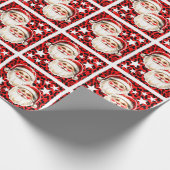 Red Leopard Print Retro Kerstman Kerstmis Cadeaupapier (Hoek)