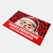 Red Leopard Print Retro Kerstman Kerstmis Deurmat (Schuin)