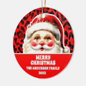 Red Leopard Print Retro Kerstman Kerstmis Keramisch Ornament (Links)
