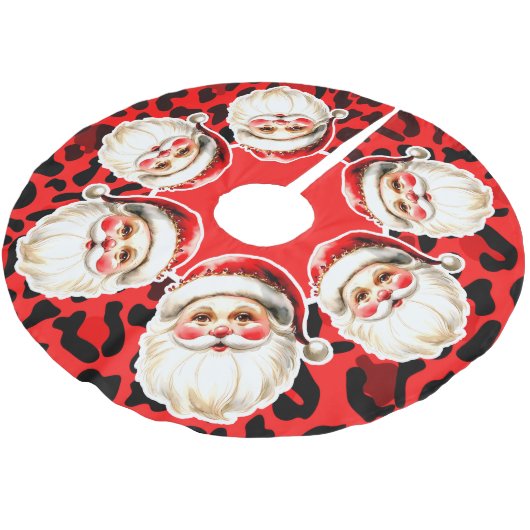 Red Leopard Print Retro Kerstman Kerstmis Kerstboom Rok (Gekanteld)