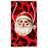 Red Leopard Print Retro Kerstman Kerstmis Klein Cadeauzakje (Achterkant)