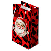 Red Leopard Print Retro Kerstman Kerstmis Klein Cadeauzakje (Achterkant Gekanteld)