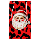 Red Leopard Print Retro Kerstman Kerstmis Klein Cadeauzakje (Voorkant)