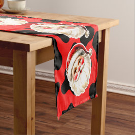 Red Leopard Print Retro Kerstman Kerstmis Korte Tafelloper