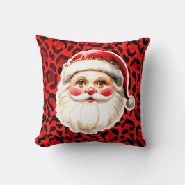 Red Leopard Print Retro Kerstman Kerstmis Kussen