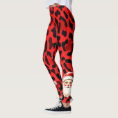 Red Leopard Print Retro Kerstman Kerstmis Leggings (Links)
