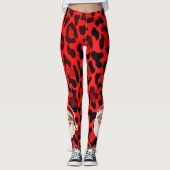 Red Leopard Print Retro Kerstman Kerstmis Leggings (Voorkant)