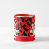 Red Leopard Print Retro Kerstman Kerstmis Mok (Midden)